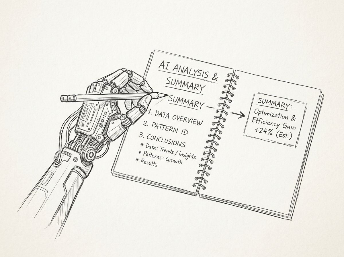Pencil sketch showing agent writing to external notepad
